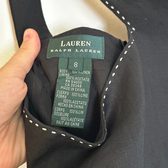 Lauren Ralph Lauren Black Linen Sheath Dress Size 8 - Midi Classic Summer Fall - Picture 6 of 8
